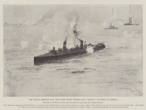La guerra hispanoamericana, el torpedero estadounidense Winslow en acción en Cárdenas de Henry Charles Seppings Wright